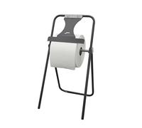 Jofel - Porte-rouleau pliable au sol, Distributeur de papier industriel avec coupe frontale, grande capacité, tube acier 20mm, accepte des rouleaux jusqu'à 500m, AD30010