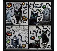 JOFONY Lot de 8 feuilles d'autocollants pour fenêtre d'Halloween, réutilisables, amovibles, autocollants électrostatiques pour décorations de fête