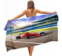 JOGAMA Serviette de Plage 70x150 cm Voiture de Course Rouge, 3D Voiture de Course Serviette Plage Serviette de Bain Microfibre Serviette Anti Sable Tapis de Plage Femme Homme