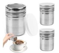 Jognee Lot de 2 saupoudreurs de sucre en poudre en acier inoxydable pour cappuccino, moulin à sucre en poudre, saupoudreur de sucre en poudre, tamis à sucre en poudre, tamis à farine pour cacao, café,