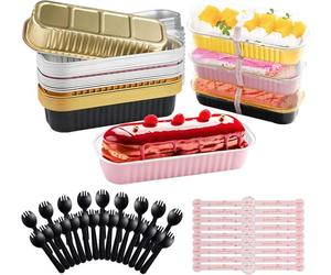 Jogoico Lot de 30 Mini Moules à Pain avec Couvercles et Cuillères 200ML | Moules à Pâtisserie en Aluminium Rectangulaires Petite Barquette pour Pain Gâteaux Anniversaire Pique nique la Cuisine