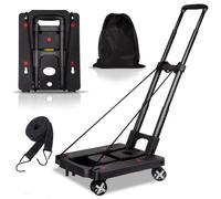 Jogtlyer Diable Pliable léger, Pliable avec 4 Roues rotatives, Chariot à Main Robuste de 50 kg pour Bagages, Chariot pour déménagement, Voyage, Shopping, aéroport, Bureau