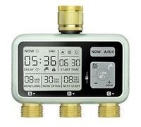 Johgee Unité de commande d'irrigation à 3 sorties, avec entrée et sortie en laiton, horloge numérique pour irrigation avec écran LCD, contrôle automatique/manuel, minuterie, pour jardin
