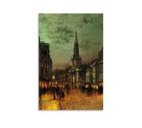 John Atkinson Grimshaw Works《Blackman Street, Londres》Impression sur toile décorative moderne pour chambre à coucher - 40 x 60 cm
