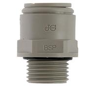 John Guest - Raccord John Guest mâle 15 x 21 (1/2") pour tuyau 15 mm, acétal gris - JOHRACM011514S