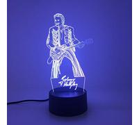 Johnny Hallyday - Lampe de chevet 3D Hologramme Illusion unique en acrylique avec interrupteur tactile 7 couleurs changeantes