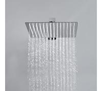 JOHO Acier Inoxydable 304 Tête de Douche pour Salle de bain, Pommeau de Douche Pluie avec Buse en Silicone, Anti-Calcaire, Universelle Filetage 1/2 Pouce Chromée(Carré 25 * 25cm)