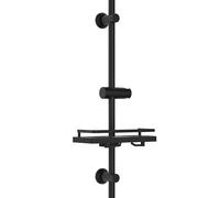 JOHO Barre de douche en acier inoxydable avec support de douchette et fixations murales réglable compatible trous existants, colonne de douche 70 cm avec étagère noir