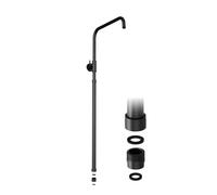 JOHO Barre de douche en acier inoxydable, Colonne de douche avec Support mural réglable compatible avec les trous de perçage existants, Réglable 69-111 cm avec adaptateur, Noir mat