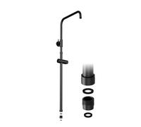 JOHO Barre de douche en acier inoxydable, Colonne de douche avec Support mural réglable compatible avec les trous de perçage existants, 69-111 cm avec support de douchette et adaptateur, Noir