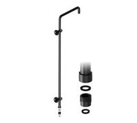 JOHO Barre de douche en acier inoxydable, Colonne de douche avec Support mural réglable compatible avec les trous de perçage existants, 91 cm avec adaptateur, Noir mat