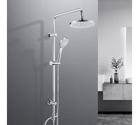 JOHO Système de douche à effet pluie sans robinetterie, kit de douche en acier inoxydable avec pommeau de douche à effet pluie ABS rond D20cm chrome