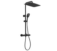 JOHO Système de douche à effet pluie Set de douche thermostatique avec robinetterie thermostatique noir mat(3525+thermostat MB)