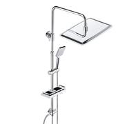 JOHO Colonne de Douche Acier inoxydable avec Douchette Salle de Bain Réglable en Hauteur, Ensemble Douche Pluie Murale sans Robinet avec Pommeau Douche 35x25 cm et Étagère Chromé