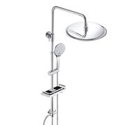 JOHO Ensemble de douche à effet pluie en acier inoxydable Système de douche sans robinetterie, barre de douche avec support chromé(pomme de douche D25cm)