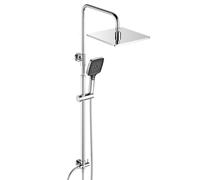 JOHO Colonne de douche effet pluie en acier inoxydable sans robinetterie, barre de douche réglable de 74 à 114 cm, tête supérieure extra-épaisse 20 x 20 cm antirouille, chromée