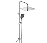 JOHO Colonne de douche effet pluie en acier inoxydable sans robinetterie, barre de douche réglable de 74 à 114 cm, tête supérieure extra-épaisse 25 x 25 cm antirouille, chromée