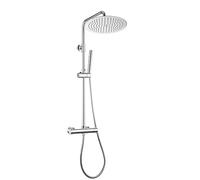 JOHO Colonne de douche Inox avec Robinetterie Thermostatique, Système Pluie pour Cabine Baignoire avec Barre Réglable Hauteur et Tête de Douche 30 cm Chromé
