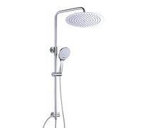 JOHO Colonne de douche Inox sans Robinetterie Thermostatique, Système Pluie pour Cabine Baignoire avec Barre Réglable Hauteur et Tête de Douche 25 cm Chromé
