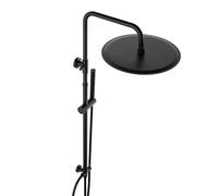 JOHO Colonne de douche Inox sans Robinetterie Thermostatique, Système Pluie pour Cabine Baignoire avec Barre Réglable Hauteur et Tête de Douche 30 cm Noir