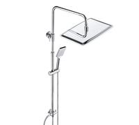 JOHO Colonne de douche Inox sans Robinetterie Thermostatique, Système Pluie pour Cabine Baignoire avec Barre Réglable Hauteur et Tête de Douche 35x25 cm Chromé