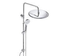 JOHO Colonne de douche Inox sans Robinetterie Thermostatique, Système Pluie pour Cabine Baignoire avec Barre Réglable Hauteur et Tête de Douche 30 cm Chromé