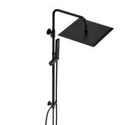 JOHO Colonne de douche Inox sans Robinetterie Thermostatique, Système Pluie pour Cabine Baignoire avec Barre Réglable Hauteur et Tête de Douche 30x30 cm Noir