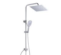JOHO Colonne de douche Inox sans Robinetterie Thermostatique, Système Pluie pour Cabine Baignoire avec Barre Réglable Hauteur et Tête de Douche 25x25 cm Chromé