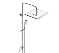 JOHO Colonne de douche Inox sans Robinetterie Thermostatique, Système Pluie pour Cabine Baignoire avec Barre Réglable Hauteur et Tête de Douche 30x30 cm Chromé
