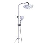 JOHO Colonne de douche Inox sans Robinetterie Thermostatique, SystèmePluie pour Cabine Baignoire avec Barre Réglable Hauteur et Tête de Douche 20 cm Chromé