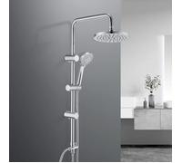 JOHO Système de douche à effet pluie sans robinetterie, kit de douche en acier inoxydable avec pommeau de douche à effet pluie ABS rond D20cm chrome