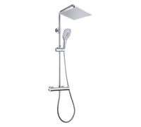 JOHO Douche de pluie avec mitigeur thermostatique, set de douche thermostatique en acier inoxydable avec pommeau XL 25 * 25 cm chrome