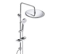 JOHO Ensemble de douche à effet pluie en acier inoxydable avec barre de douche, système de douche sans robinetterie avec étagère étagère de douche chromée(pomme de douche D30cm)