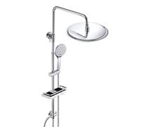 JOHO Ensemble de douche à effet pluie en acier inoxydable Système de douche sans robinetterie, barre de douche avec support chromé(pomme de douche D25cm)