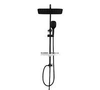 JOHO Inoxy 304,Colonne de Douche Noir Réglable en Hauteur,Système de Douche Pluie avec Étagère Douche pour Salle de Bain Ensemble de Douche pour Baigoire avec Pommeau Douche Carre 35x25cm.