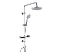 JOHO Kit de douche à effet pluie sans robinetterie, système de douche en acier inoxydable avec étagère, kit barre de douche avec pomme de douche ABSD20cm