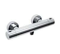 JOHO Mitigeur thermostatique de douche avec thermostat, Mitigeur thermostatique de douche avec bouton de sécurité 38 °C, Mitigeur de douche chromé Rond