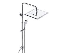 JOHO Colonne de douche Inox sans Robinetterie Thermostatique, Système Pluie pour Cabine Baignoire avec Barre Réglable Hauteur et Tête de Douche 30x30 cm Chromé
