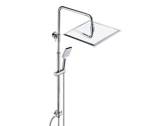 JOHO Set de douche sans robinetterie, chromé Set de colonne de douche, système de douche à effet pluie avec pommeau de douche en acier inoxydable 30x30cm carré