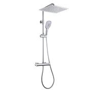 JOHO Système de douche à effet pluie avec robinet thermostatique Mitigeur, Set de douche thermostatique en acier inoxydable avec pomme de douche XXL 35 * 25cm Chrome