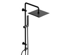 JOHO Système de douche à effet pluie sans robinetterie, kit de douche en acier inoxydable avec barre de douche de 92cm, pomme de douche XL carrée 25 * 25cm noir
