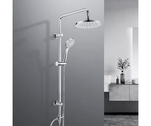 JOHO Système de douche à effet pluie sans robinetterie, kit de douche en acier inoxydable avec pommeau de douche à effet pluie ABS rond D20cm chrome