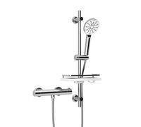 JOHO Système de douche thermostatique avec robinet et barre de douche avec receveur de douche, mitigeur de douche thermostatique + barre de douche en acier inoxydable 70cm chrome
