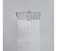 JOHO Tête de Douche Pluie en acier inoxydable 304, Pommeau de Douche Carré 20cm avec Buse en Silicone Anti-calcaire pour Salle de bain (Carré 20x20cm)