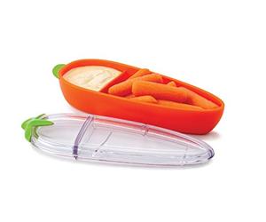 Joie Récipient à collation pour carottes - Sans BPA, compartiment de stockage alimentaire pour carottes et sauces, approuvé LFGB, orange