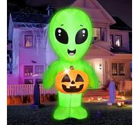 Joiedomi Alien gonflable d'Halloween avec citrouille gonflable, décoration de cour avec lumière LED intégrée pour fête d'Halloween, intérieur ou extérieur, jardin, pelouse, cour - 1,5 m de haut