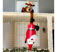 Joiedomi Décoration Gonflable de Noël 2,4 m - Renne et Père Noël Grimpant - LED Intégrée pour Intérieur, Extérieur, Cour, Jardin, Pelouse
