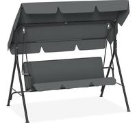 JOIEYOU Balançoire hollywoodienne 3 places Balançoire de jardin avec housse de toit réglable 176x110x152cm Banc de jardin Balançoire suspendue Balançoire de jardin pouvant supporter jusqu'à 200kg, Gri