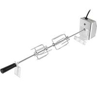 JOIEYOU Broche de barbecue en acier inoxydable 117cm Set de tournebroche pour barbecue avec moteur et 4X aiguilles à viande Set de tournebroche électrique pour barbecue à gaz Rotisserie Accessoires po