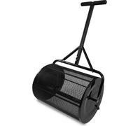 JOIEYOU Epandeur de compost pour gazon 80L Epandeur Remplissable avec panier en filet & éponge Poignée en T Epandeur portable en acier Epandeur d'engrais Epandeur de gazon Epandeur de graines pour pla